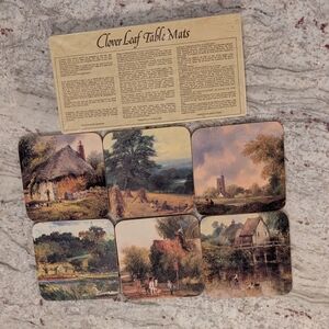 Cork Back Coasters Clover Leaf Table Mats New In Box French Country English